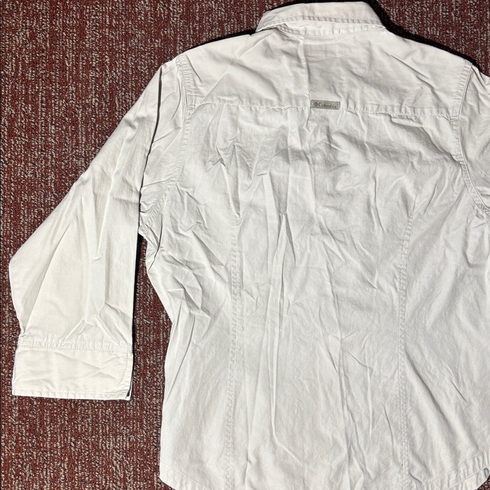 Columbia 100% cotton women’s Large 3/4 sleeve button down hiking outdoor shirt - Picture 13 of 14